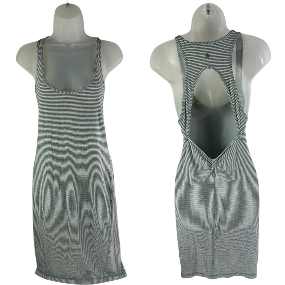 Lululemon Go For It Hyper Striped Open Back Scoopneck Popover Dress